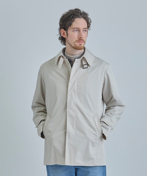 MEN'S BIGI（メンズビギ）の「LIMONTA EAST ストレッチギャバ ステンカラーコート＜ストレッチ・防風・撥水・透湿性＞（ステンカラーコート・メンズ・グリーン/ネイビー/オフホワイト・03/02/01/04）」の4枚目の写真