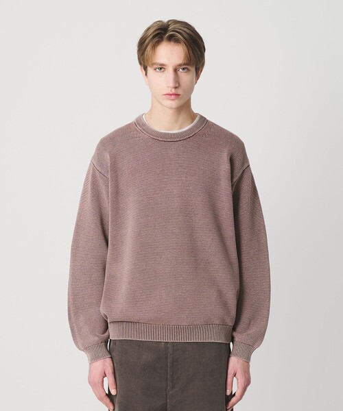 アシッドウォッシュ コットン クルーネック ニット 手洗い可能（ニット