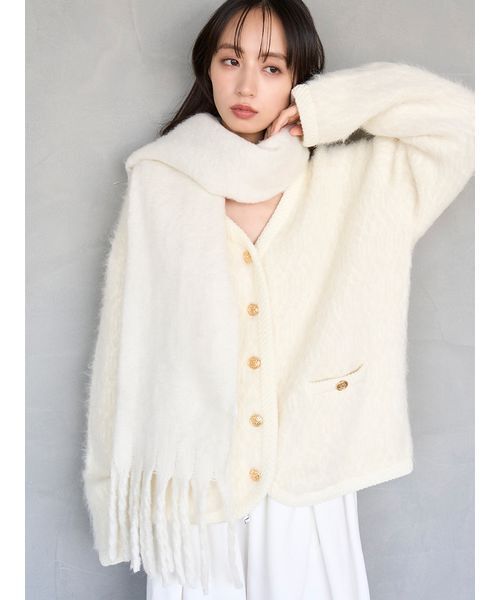 SNIDEL（スナイデル）の「ブローチ付きマフラー（マフラー・レディース・ベージュ/アイボリー/ライトブルー・F）」の13枚目の写真