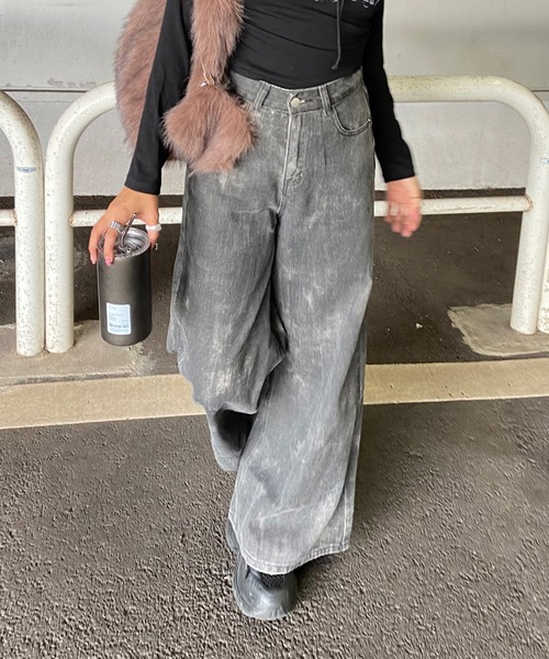 non-hedge(ノンヘッジ)の「ムラワイドパンツ(デニムパンツ・レディース・グレー/ブラック・M/S)」の22枚目の写真