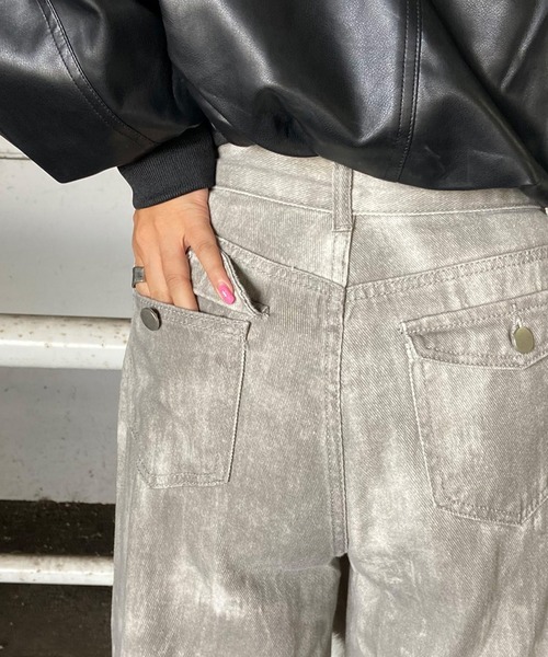 non-hedge(ノンヘッジ)の「ムラワイドパンツ(デニムパンツ・レディース・グレー/ブラック・M/S)」の12枚目の写真