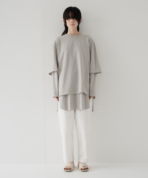 RYU(リュー)の「vintage-style layered top(Tシャツ/カットソー・メンズ・グレイッシュベージュ/チャコール・2/4)」の16枚目の写真