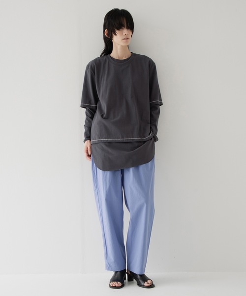 RYU(リュー)の「vintage-style layered top(Tシャツ/カットソー・メンズ・グレイッシュベージュ/チャコール・2/4)」の12枚目の写真