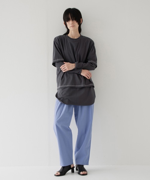 RYU(リュー)の「vintage-style layered top(Tシャツ/カットソー・メンズ・グレイッシュベージュ/チャコール・2/4)」の13枚目の写真