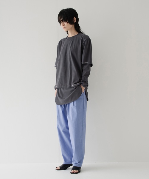 RYU(リュー)の「vintage-style layered top(Tシャツ/カットソー・メンズ・グレイッシュベージュ/チャコール・2/4)」の14枚目の写真
