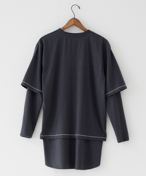 RYU(リュー)の「vintage-style layered top(Tシャツ/カットソー・メンズ・グレイッシュベージュ/チャコール・2/4)」の5枚目の写真