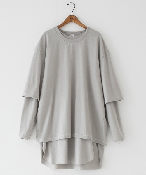 RYU(リュー)の「vintage-style layered top(Tシャツ/カットソー・メンズ・グレイッシュベージュ/チャコール・2/4)」の6枚目の写真