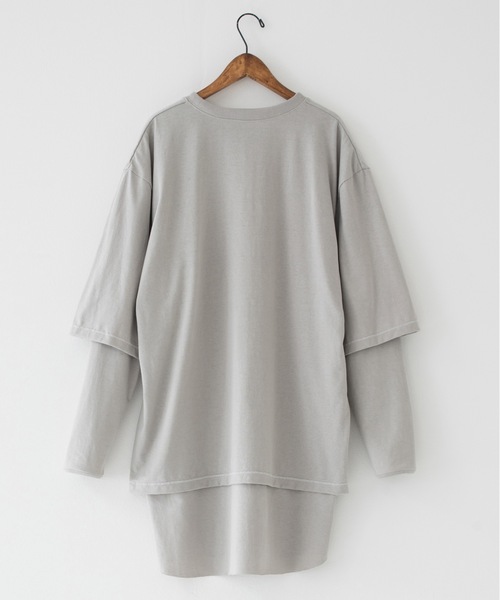 RYU(リュー)の「vintage-style layered top(Tシャツ/カットソー・メンズ・グレイッシュベージュ/チャコール・2/4)」の7枚目の写真