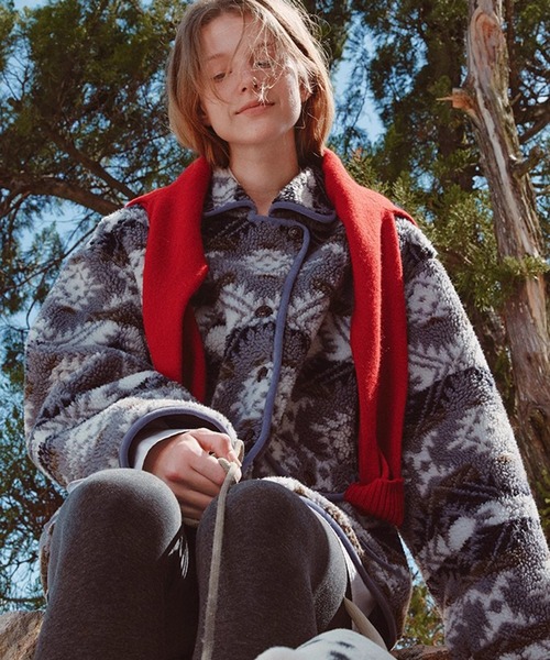 ジャケット・アウター Fano studios ノルディック柄 パイピング ボアジャケット FQ25W268【Fano Studios