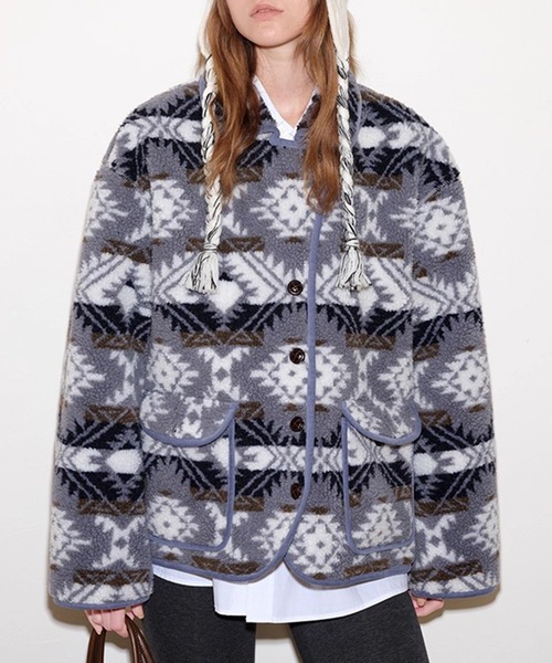 ノルディック柄 パイピング ボアジャケット FQ25W268【Fano Studios