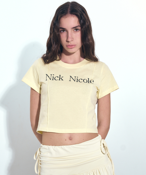 NICK&NICOLE(ニックアンドニコール)の「NICOLE PINTUCK CROP TEE_BUTTER(Tシャツ/カットソー・レディース・その他・LARGE/MEDIUM)」の1枚目の写真