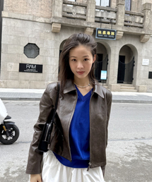 TTUDEMENT（トュードメント）の「フォックスレザージャケット (ブラウン)（ライダースジャケット）」