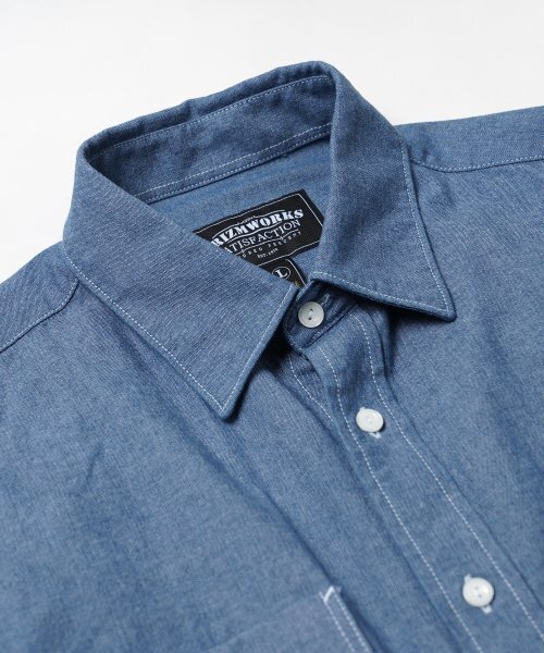 FRIZMWORKS(フリズムワークス)の「CIGARETTE POCKET CHAMBRAY SHIRT _ BLUE(シャツ/ブラウス・レディース・その他・X-LARGE/SMALL/MEDIUM/LARGE)」の6枚目の写真