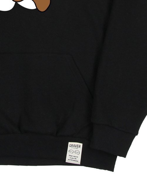 GRAVER（グレーバー）の「[ユニセックス]ビッグフラワーベアスマイルフードパーカー_ブラック（パーカー・レディース・ブラック・LARGE/SMALL/MEDIUM）」の5枚目の写真