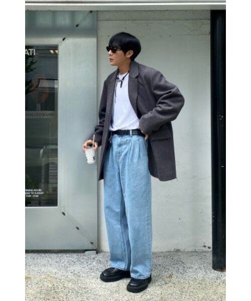 MUSINSA STANDARD（ムシンサスタンダード）の「ツーピンタックワイドデニムパンツ [ライトインディゴ]（デニムパンツ・メンズ・その他・40/38/42/36/34/28/29/32/30/31/33/26/27）」の11枚目の写真