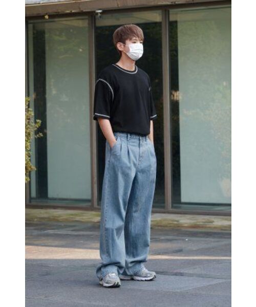 MUSINSA STANDARD（ムシンサスタンダード）の「ツーピンタックワイドデニムパンツ [ライトインディゴ]（デニムパンツ・メンズ・その他・40/38/42/36/34/28/29/32/30/31/33/26/27）」の12枚目の写真