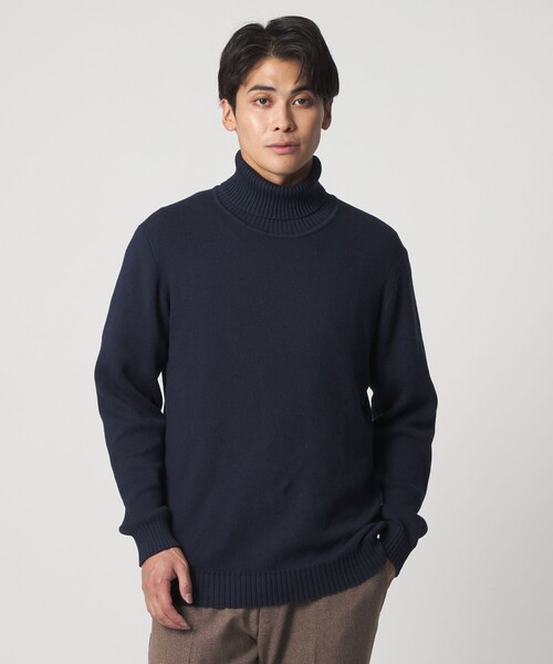 カシミヤブレンド スムース タートルネックニット-ウォッシャブル-＜A