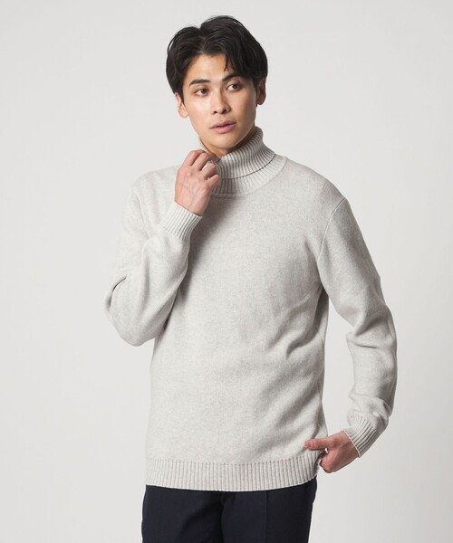 セール】カシミヤブレンド スムース タートルネックニット