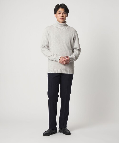 セール】カシミヤブレンド スムース タートルネックニット
