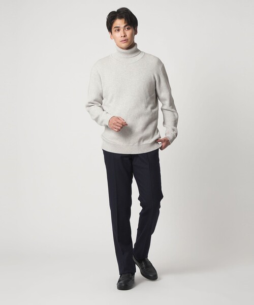 セール】カシミヤブレンド スムース タートルネックニット