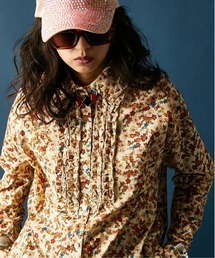 GEVS. | 綿100％フラワープリントフリルブラウス＜大きいサイズ有＞GEVS.(シャツ/ブラウス)