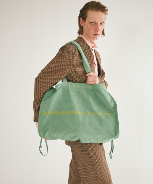 beautiful people（ビューティフルピープル）の「brushed logo        lesure bag（トートバッグ・レディース・グリーン/グレー/ナチュラル/ネイビー/オレンジ/ライトイエロー系/サックスブルー/ブラック/ブラウン/オリーブ/ネイビー系1・FREE）」の6枚目の写真