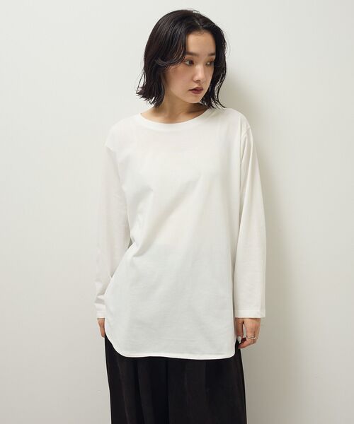 Green　Parks（グリーンパークス）の「裾ラウンドホワイトインナー（Tシャツ/カットソー・レディース・オフホワイト・FREE）」の9枚目の写真