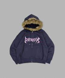Tribal logo fur zip hoodie