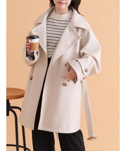 ehka sopo（エヘカソポ）の「ベルト付スタンドカラーコート（その他アウター・レディース・モカ/キナリ/チャコールグレー・F）」の15枚目の写真