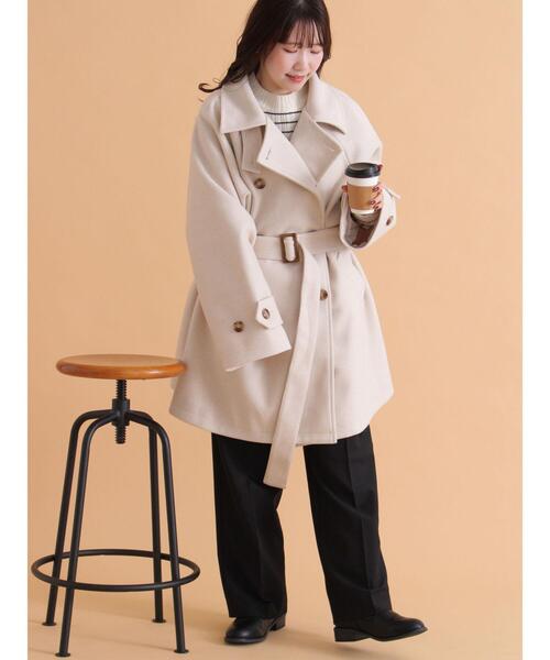 ehka sopo（エヘカソポ）の「ベルト付スタンドカラーコート（その他アウター・レディース・モカ/キナリ/チャコールグレー・F）」の20枚目の写真