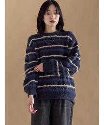 sm2rhythm | ボーダーブークレニットプルオーバー(ニット/セーター)