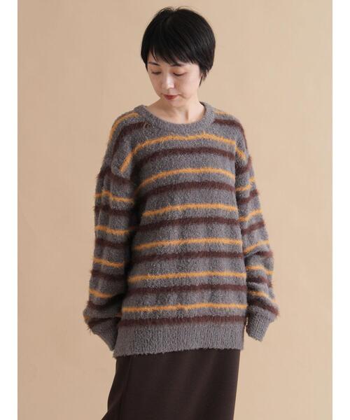 sm2rhythm（サマンサモスモスリズム）の「ボーダーブークレニットプルオーバー（ニット/セーター・レディース・ネイビー/グレー・F）」の2枚目の写真
