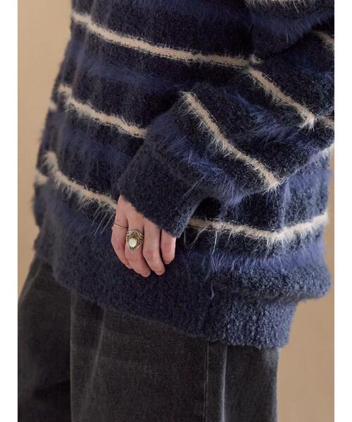 sm2rhythm（サマンサモスモスリズム）の「ボーダーブークレニットプルオーバー（ニット/セーター・レディース・ネイビー/グレー・F）」の3枚目の写真