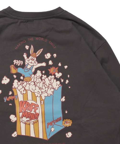 KRIFF MAYER Lady's Collection(クリフメイヤーレディースコレクション)の「Aライン チュニックTシャツ ポップコーン / バックプリント ロンT(綿100%・体型カバー)(Tシャツ/カットソー・レディース・イエロー/カラフル/ブルー/オフホワイト/チャコール・LARGE/MEDIUM)」の3枚目の写真