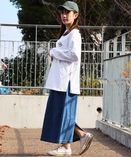 KRIFF MAYER Lady's Collection(クリフメイヤーレディースコレクション)の「Aライン チュニックTシャツ ポップコーン / バックプリント ロンT(綿100%・体型カバー)(Tシャツ/カットソー・レディース・イエロー/カラフル/ブルー/オフホワイト/チャコール・LARGE/MEDIUM)」の7枚目の写真