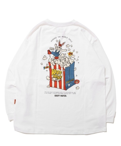 KRIFF MAYER Lady's Collection(クリフメイヤーレディースコレクション)の「Aライン チュニックTシャツ ポップコーン / バックプリント ロンT(綿100%・体型カバー)(Tシャツ/カットソー・レディース・イエロー/カラフル/ブルー/オフホワイト/チャコール・LARGE/MEDIUM)」の16枚目の写真