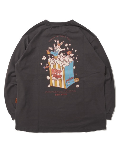 KRIFF MAYER Lady's Collection(クリフメイヤーレディースコレクション)の「Aライン チュニックTシャツ ポップコーン / バックプリント ロンT(綿100%・体型カバー)(Tシャツ/カットソー・レディース・イエロー/カラフル/ブルー/オフホワイト/チャコール・LARGE/MEDIUM)」の20枚目の写真