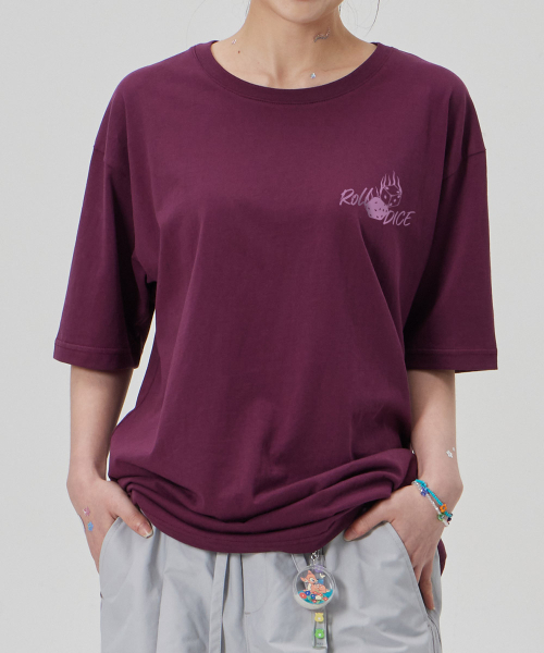ASTRAL PROJECTION（アストラルプロジェクション）の「[  ザ ダイス]コットンルーズフィット半袖Tシャツ_プラムパープル（Tシャツ/カットソー・メンズ・その他・LARGE/MEDIUM/X-LARGE/XX-LARGE）」の5枚目の写真