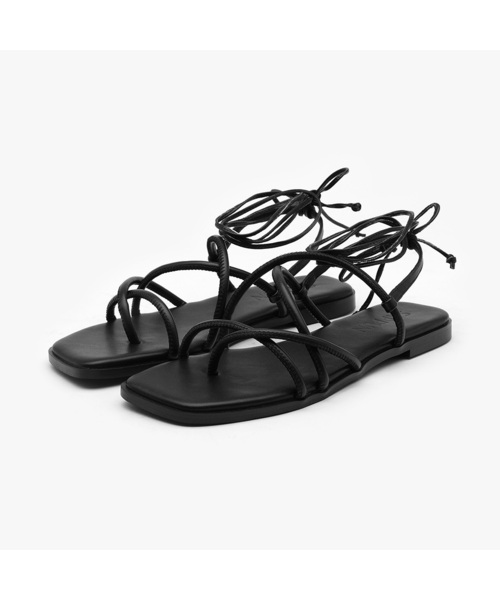 SAPPUN（サプン）の「Levia レースアップ ストラップ サンダル (1cm)（サンダル・レディース・ブラウン/シルバー/ブラック/アイボリー・22.5cm/23cm/23.5cm/24cm/24.5cm/25cm/25.5cm）」の3枚目の写真