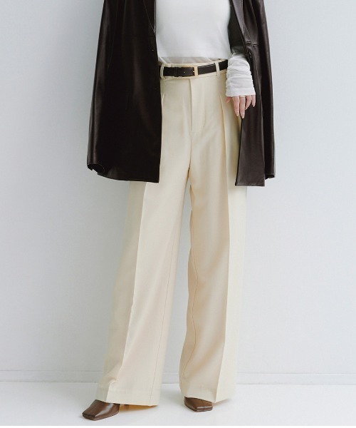 AVALONE ワイドパンツ スラックス ロングベルトダブルタックドレープワイドパンツ / スラックス フレア