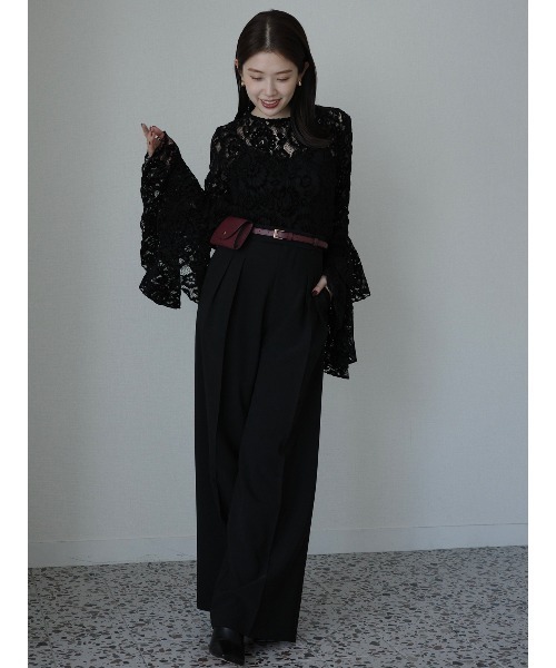 ミッドウェイトツータックワイドパンツ（スラックス）｜anuans（ア