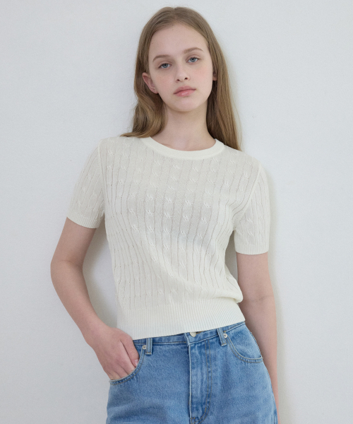WEDNESDAYOASISFORWOMEN（ウェンズデー オアシス フォー ウーマン）の「ウォッシャブル クロエ ハーフラウンドニット_IVORY(WC25-KN22)（ニット/セーター・レディース・アイボリー・FREE）」の2枚目の写真