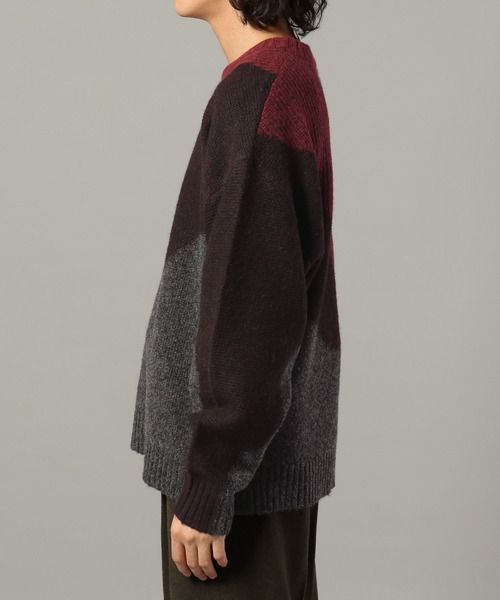 RAGEBLUE(レイジブルー)の「TEXTURE BLOCK DESIGN KNIT / 編み地切り替えデザインニット(ニット/セーター・メンズ・グレー/レッド/ブラウン/ブラック・LARGE/MEDIUM/SMALL)」の15枚目の写真