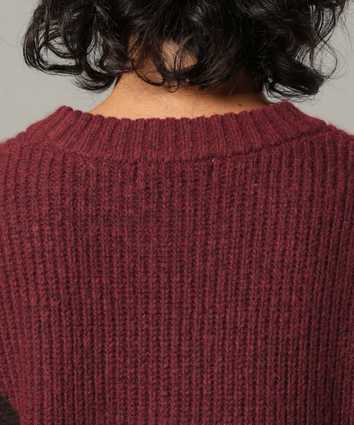 RAGEBLUE(レイジブルー)の「TEXTURE BLOCK DESIGN KNIT / 編み地切り替えデザインニット(ニット/セーター・メンズ・グレー/レッド/ブラウン/ブラック・LARGE/MEDIUM/SMALL)」の12枚目の写真