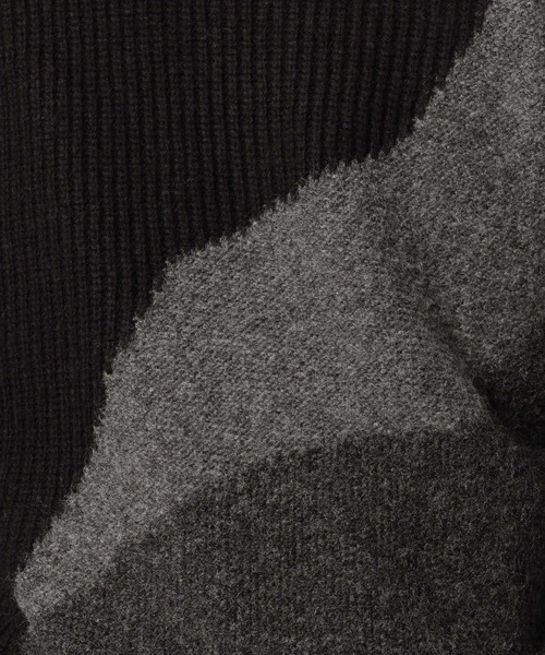 RAGEBLUE(レイジブルー)の「TEXTURE BLOCK DESIGN KNIT / 編み地切り替えデザインニット(ニット/セーター・メンズ・グレー/レッド/ブラウン/ブラック・LARGE/MEDIUM/SMALL)」の11枚目の写真