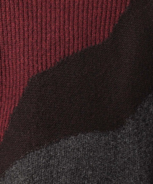 RAGEBLUE(レイジブルー)の「TEXTURE BLOCK DESIGN KNIT / 編み地切り替えデザインニット(ニット/セーター・メンズ・グレー/レッド/ブラウン/ブラック・LARGE/MEDIUM/SMALL)」の6枚目の写真