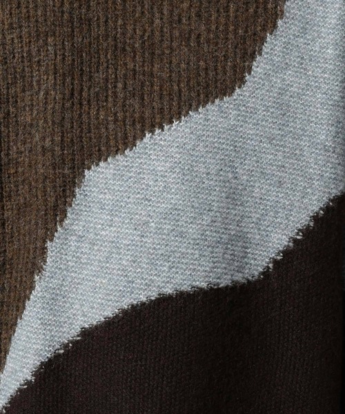 RAGEBLUE(レイジブルー)の「TEXTURE BLOCK DESIGN KNIT / 編み地切り替えデザインニット(ニット/セーター・メンズ・グレー/レッド/ブラウン/ブラック・LARGE/MEDIUM/SMALL)」の7枚目の写真