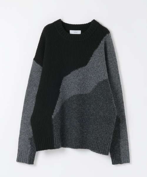 RAGEBLUE(レイジブルー)の「TEXTURE BLOCK DESIGN KNIT / 編み地切り替えデザインニット(ニット/セーター・メンズ・グレー/レッド/ブラウン/ブラック・LARGE/MEDIUM/SMALL)」の5枚目の写真