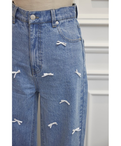 MISTREASS(ミストレアス)の「Ribbon Denim Straight Pants(デニムパンツ・レディース・サックスブルー/ネイビー・MEDIUM/SMALL)」の8枚目の写真