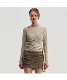 Multi-Tie Draped Jersey Top _ BEIGE